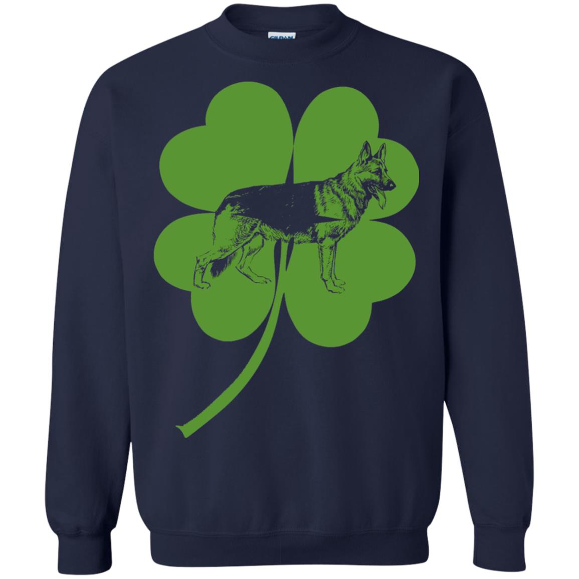 German Shepherd Shamrock St. Patrick_s Day T-shirt Navy