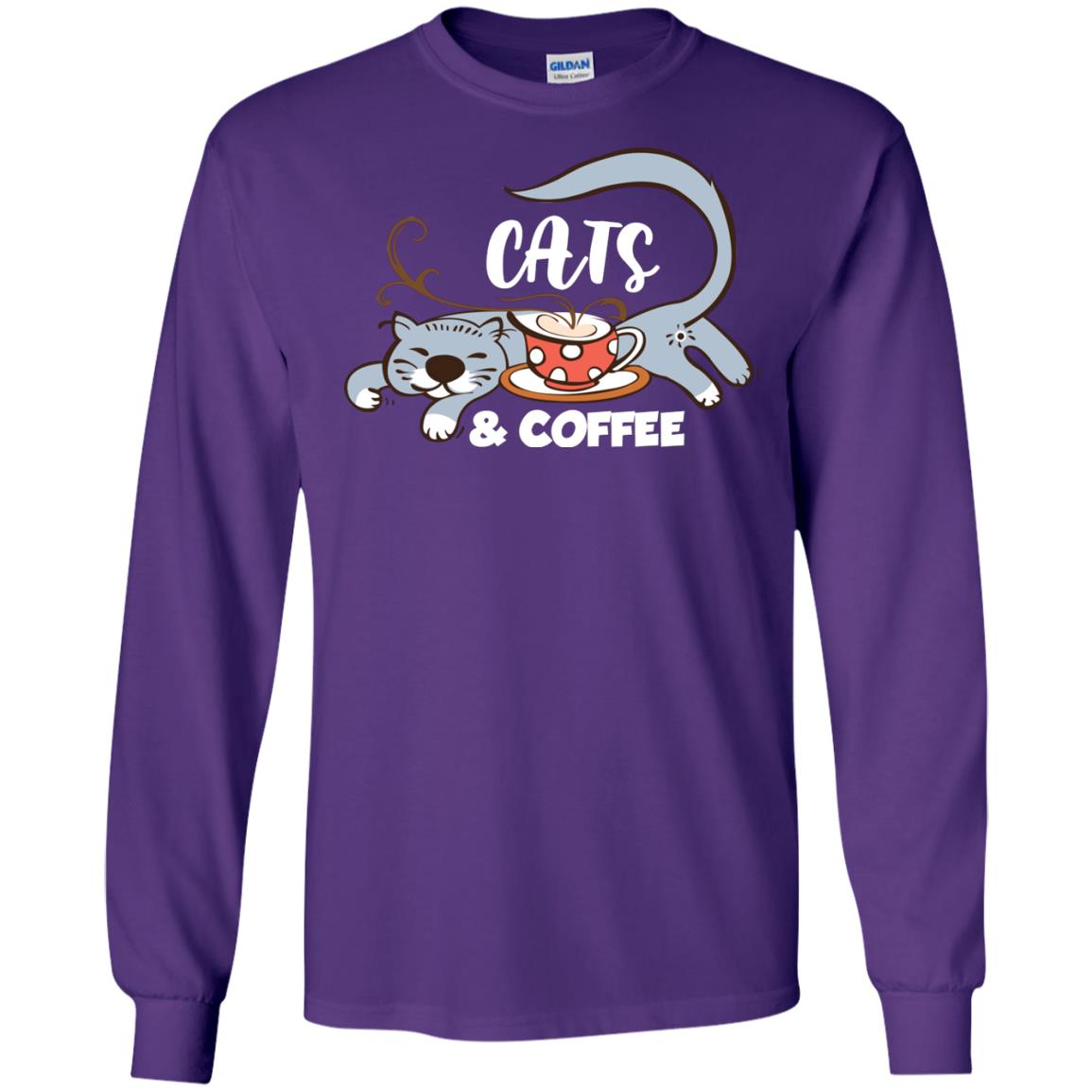 A Good Day Start With Cat And Coffee Cat Lover T-shirt Purple