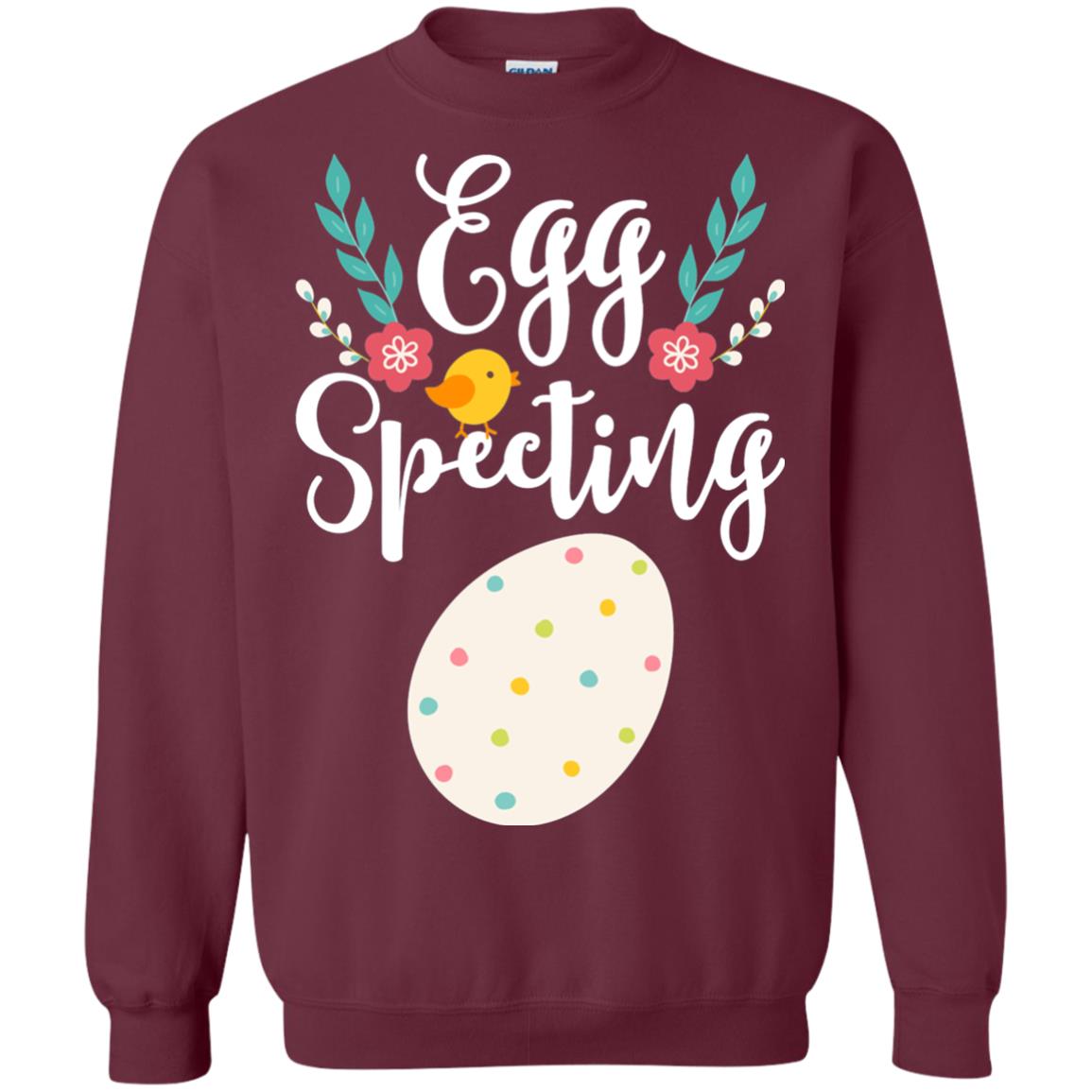 Egg Specting Announcement Pregnant Easter T-shirt Maroon
