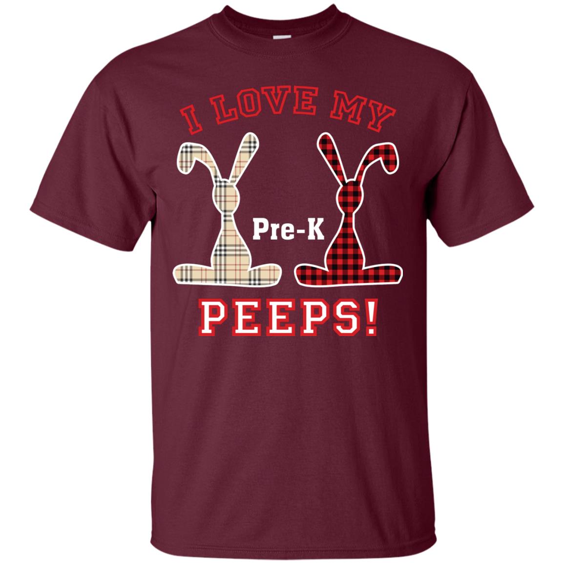 I Love My Pre-k Peeps Easter Day T-shirt Maroon