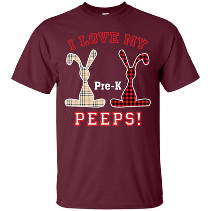 I Love My Pre-k Peeps Easter Day T-shirt Maroon