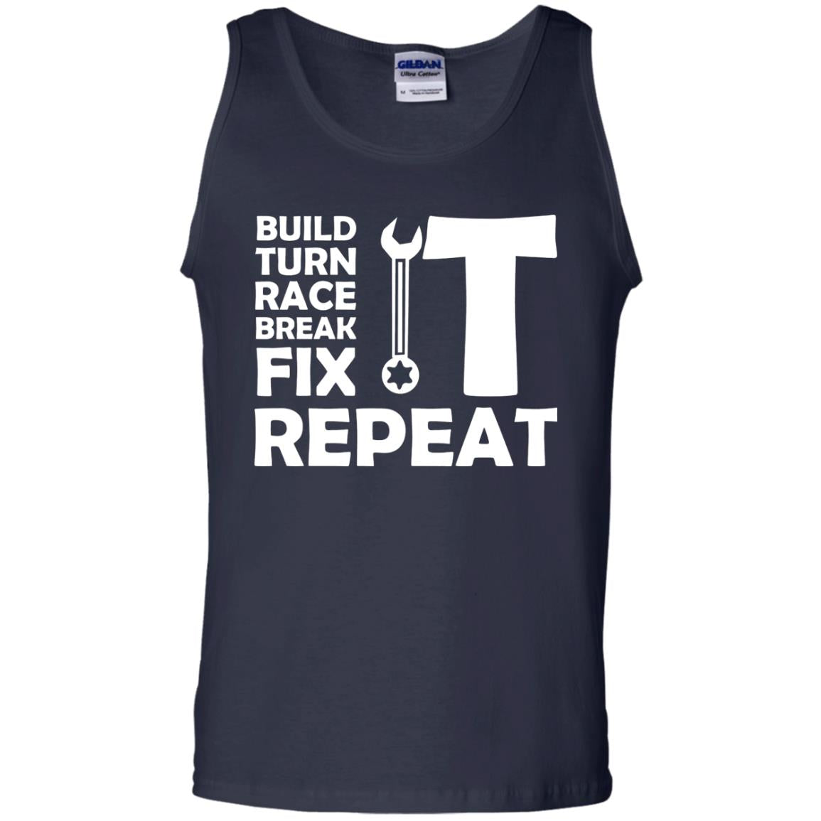 Build Turn Race Break Fix Repeat Racing Shirt Navy