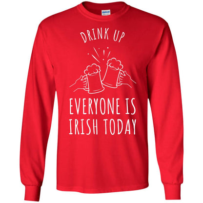 St. Patrick_s Day T-shirt Drink Up Everyone Is Irish Toda Red