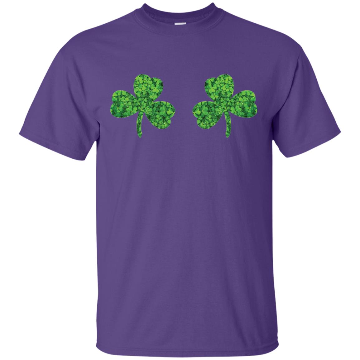 Shamrock Boobs Funny Saint Patrick_s Day T-shirt Purple