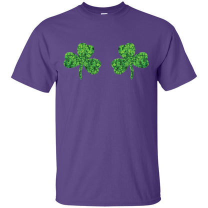 Shamrock Boobs Funny Saint Patrick_s Day T-shirt Purple