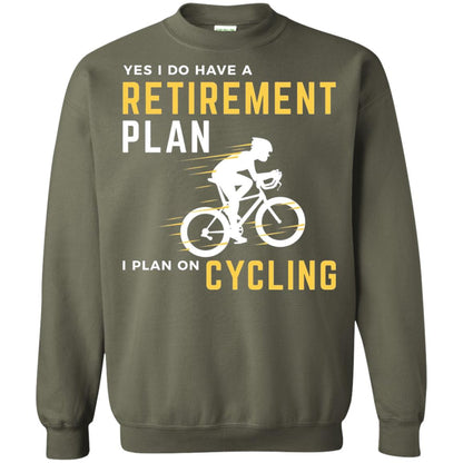 Funny Bicycle Cycling T-shirt Retirement Plan I Plan On Cycling Military Green