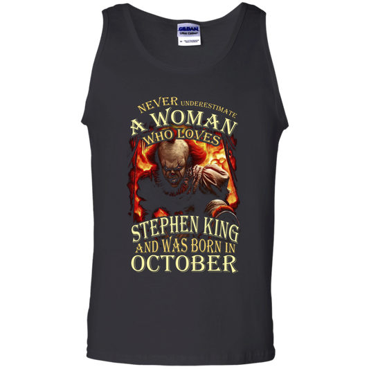 October T-shirt Never Underestimate A Woman Who Loves Stephen King Black