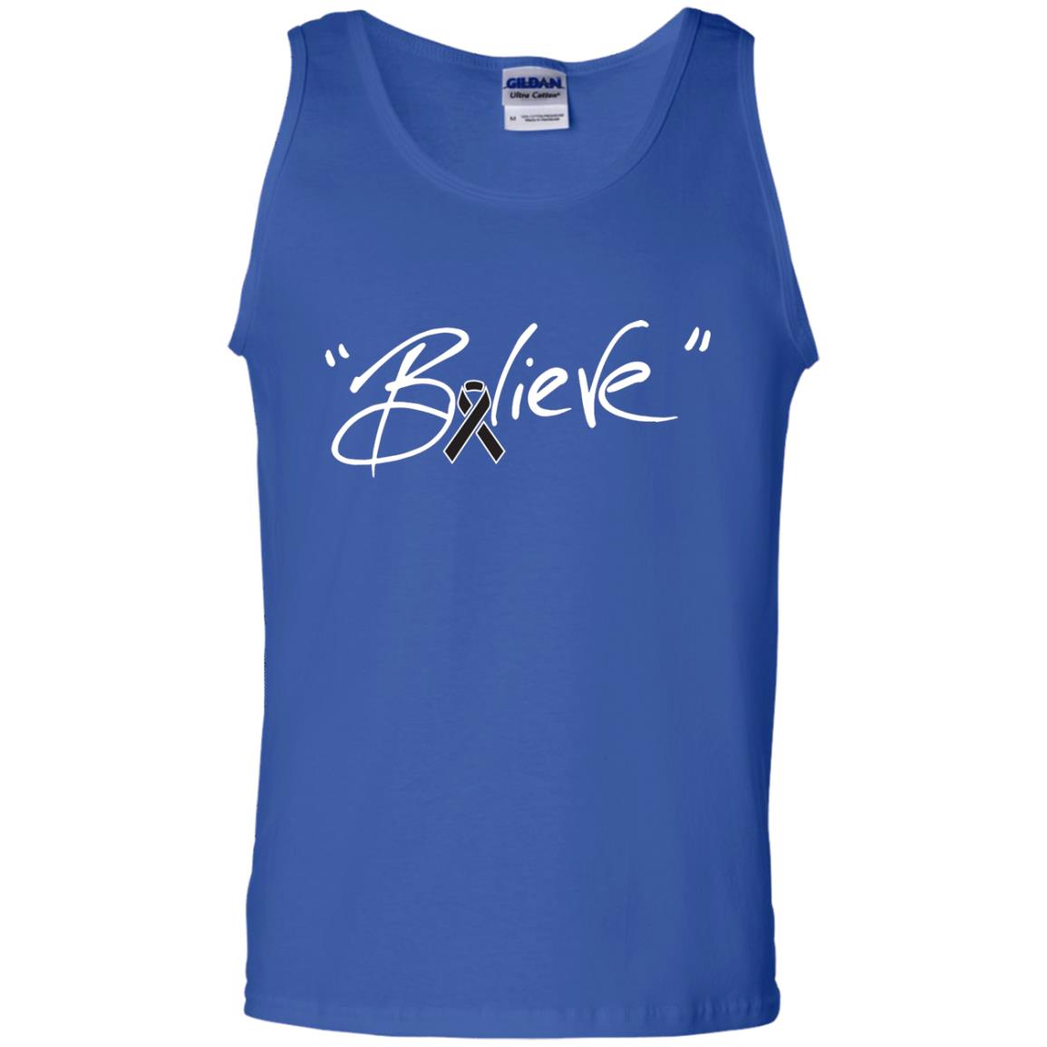 Melanoma Cancer Awareness Shirt Black Ribbon Believe Royal