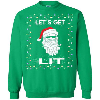Christmas T-shirt Let_s Get Lit Irish Green