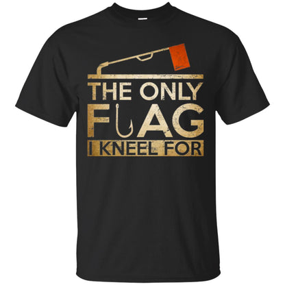 Ice Fishing T-shirt The Only Flag I Kneel For Black