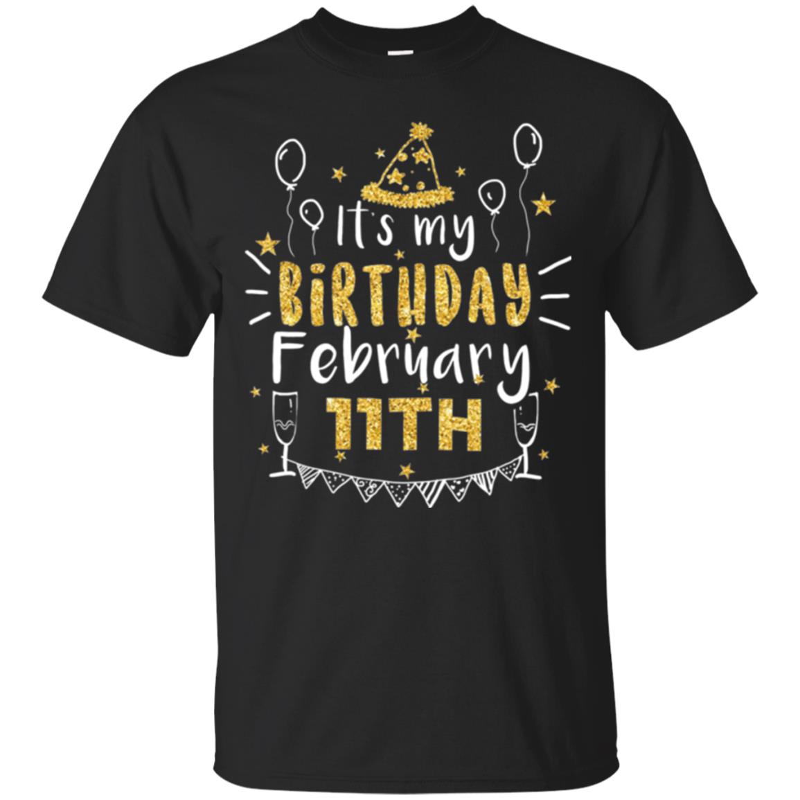 Birthday February 11th Party T-shirt It_s My Birthday Black