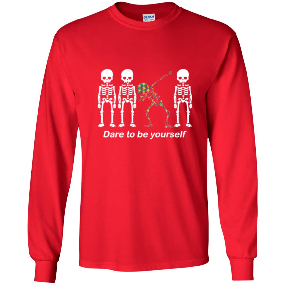 Dabbing T-shirt Dabbing Skeleton Dare To Be Yourself Red