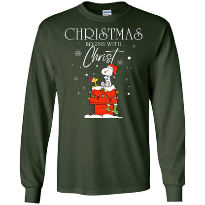 Christmas Begins With Christ Shirt Forest Green