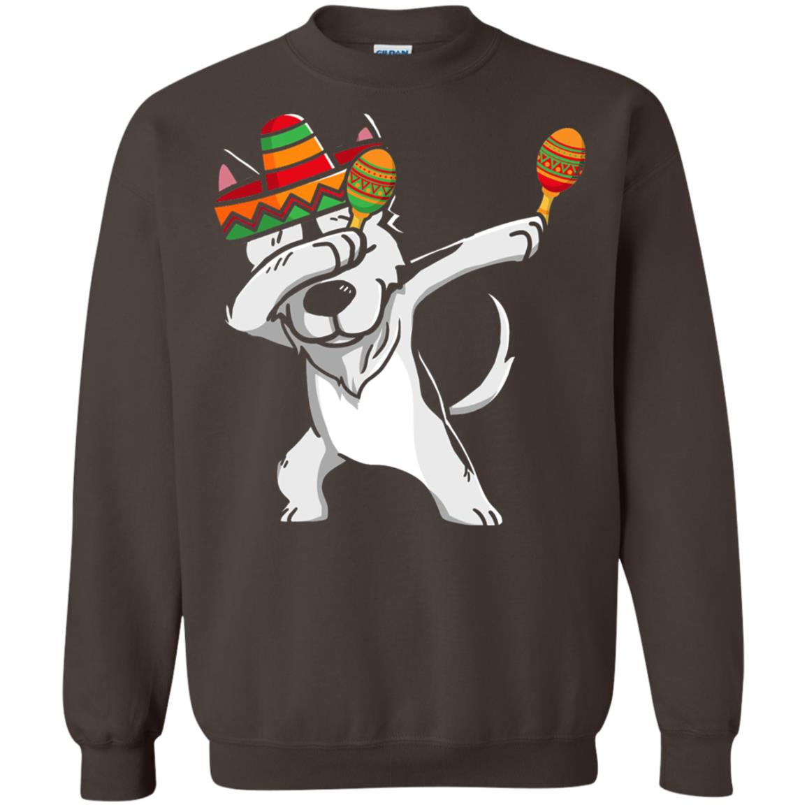 Dabbing Husky Funny Cinco De Mayo T-shirt Dark Chocolate