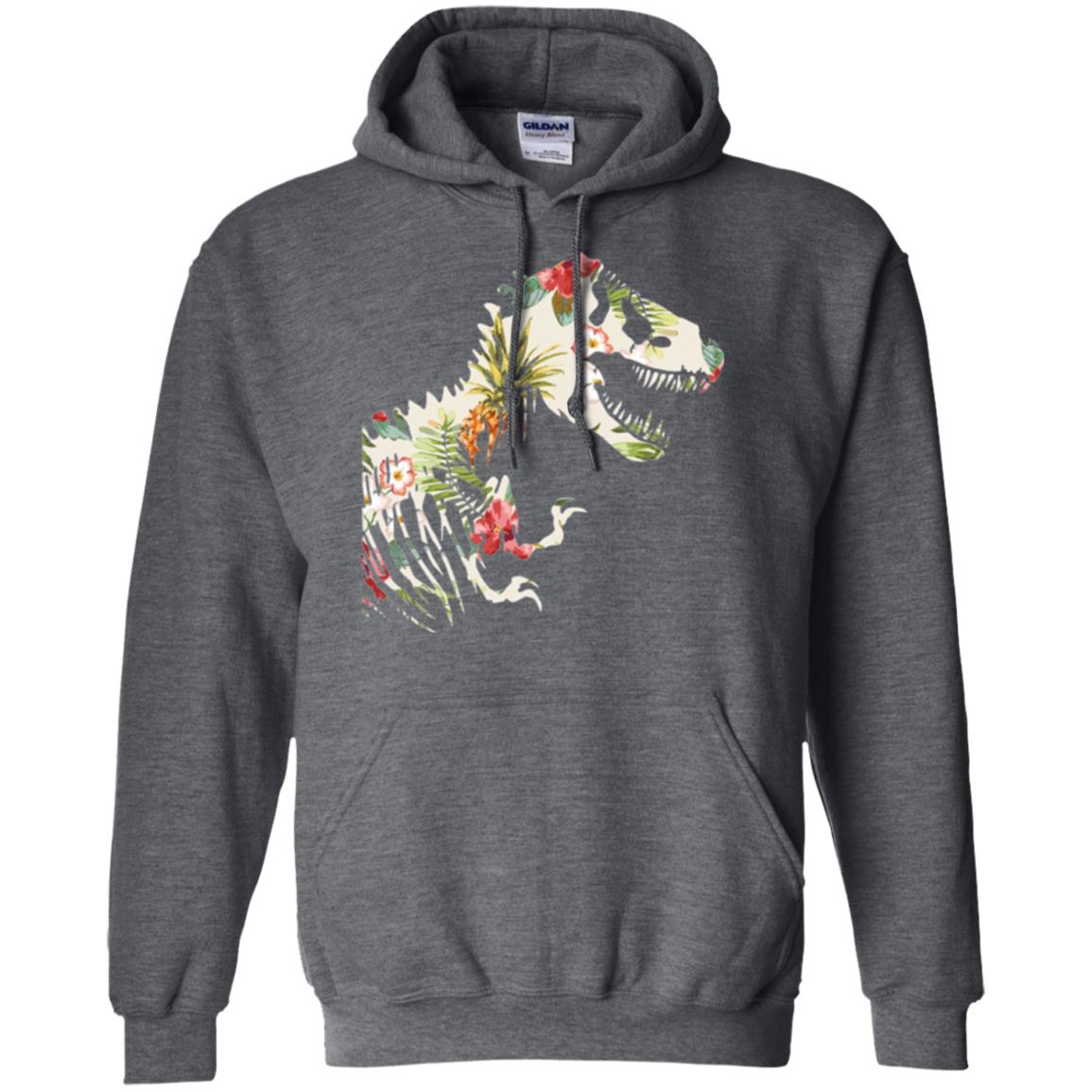 Dinosaur T-shirt Floral Tropical Hawaiian Pattern T Rex Dark Heather