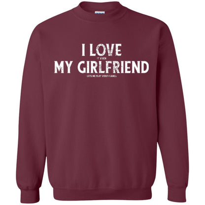 Funny Gamer T-shirt I Love My Girlfriend Lets Me Play Video Games Maroon