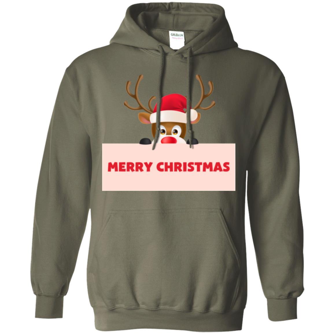 Christmas T-shirt Reindeer Merry Christmas T-shirt Military Green