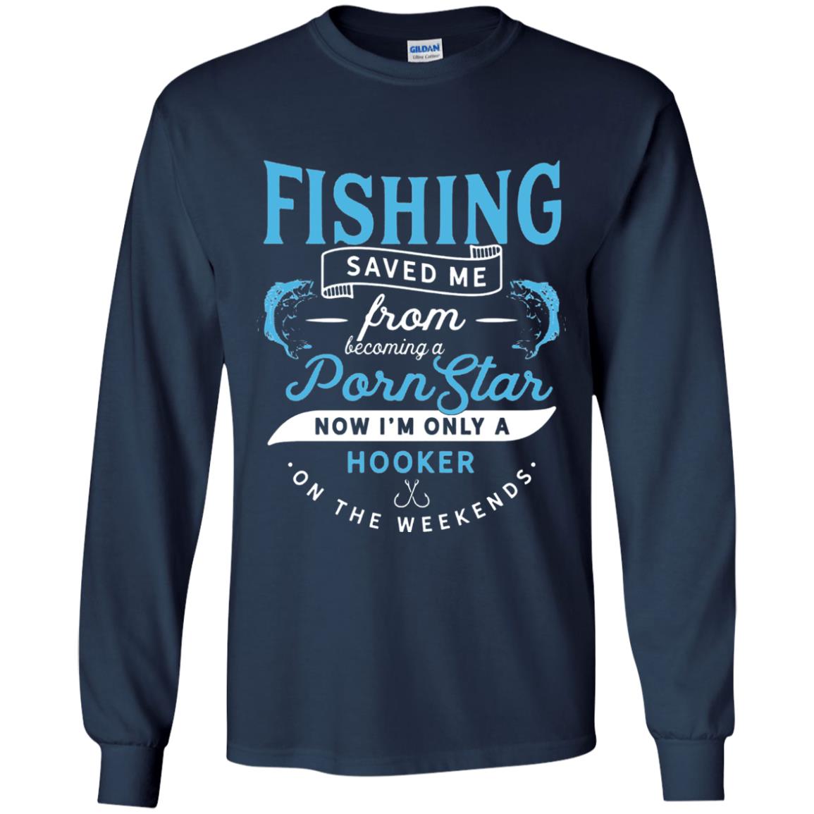 Funny Fishing Tshirts Im Only A Hooker On The Weekends Navy