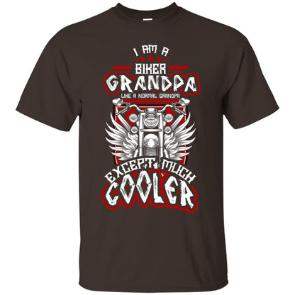 I Am A Biker Grandpa Like A Normal Grandpa Bike T-shirt For Papa Dark Chocolate