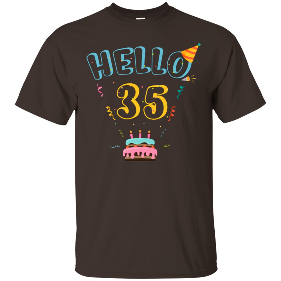 Hello 35 Thirty Five 35th 1983s Birthday Gift Shirt Dark Chocolate