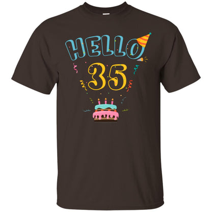 Hello 35 Thirty Five 35th 1983s Birthday Gift Shirt Dark Chocolate