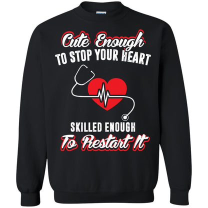 Cute Enough To Stop Your Heart Heart Disease T-shirt Black