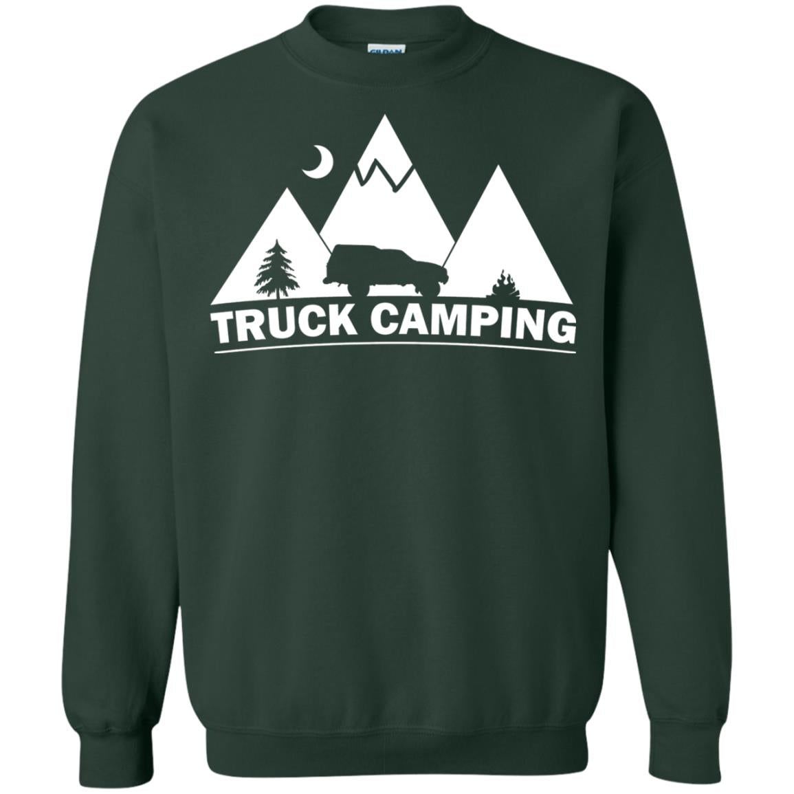 Truck Camping Night Landscape And Adventures T-shirt Forest Green