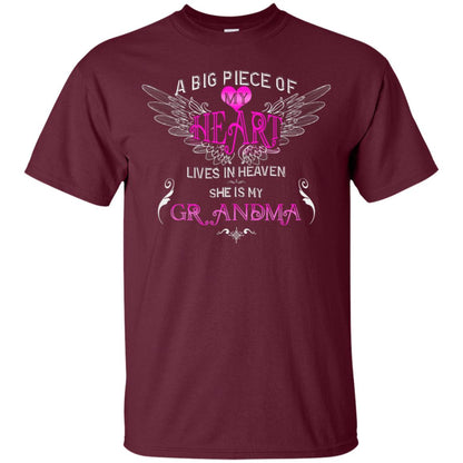 A Big Piece Of My Heart Lives In Heaven She Is My Grandma Grandchildren Gift Shirt Maroon