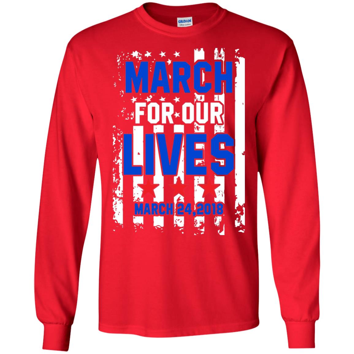 March For Our Lives With American Flag Gun Control T-shirt Red