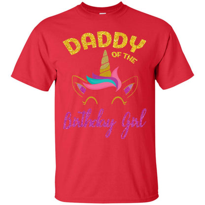 Daddy Mommy Of The Unicorn Birthday Girl T-shirt Red