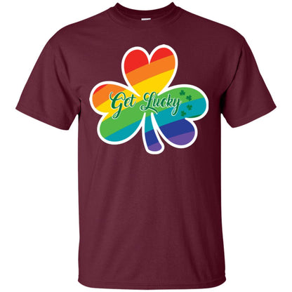 Lgbt T-shirt Shamrock Get Lucky Maroon