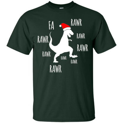 Christmas T-shirt Fa Rawr Rawr Funny T-rex Dinosaur Forest Green