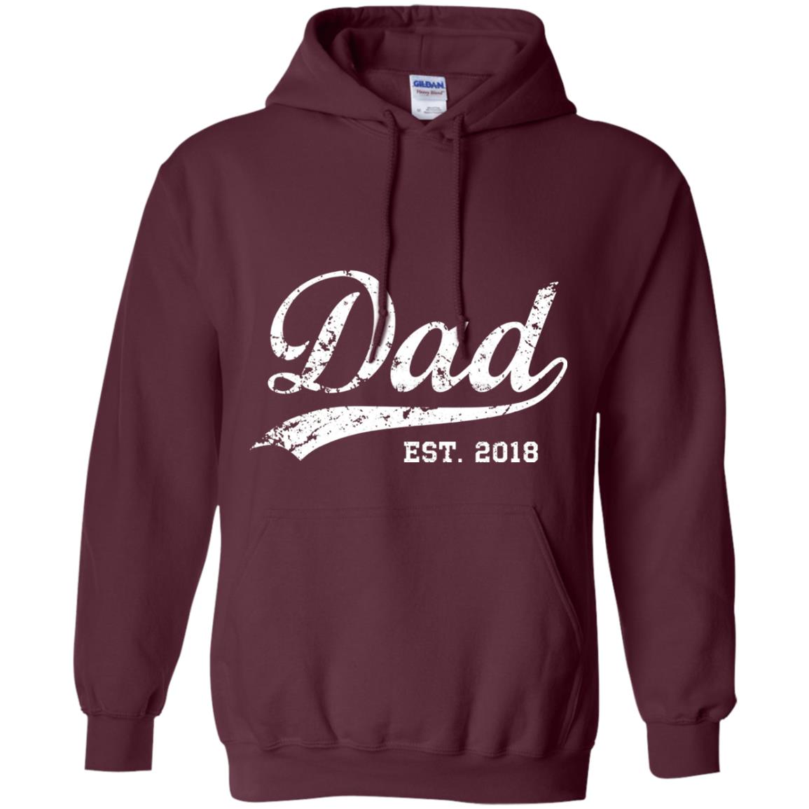 Dad Est. 2018 Vintage New Dad Daddy T-shirt Maroon