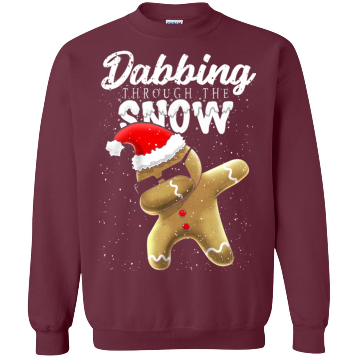 Dabbing Gingerbread T-shirt Dabbing Through The Snow Maroon