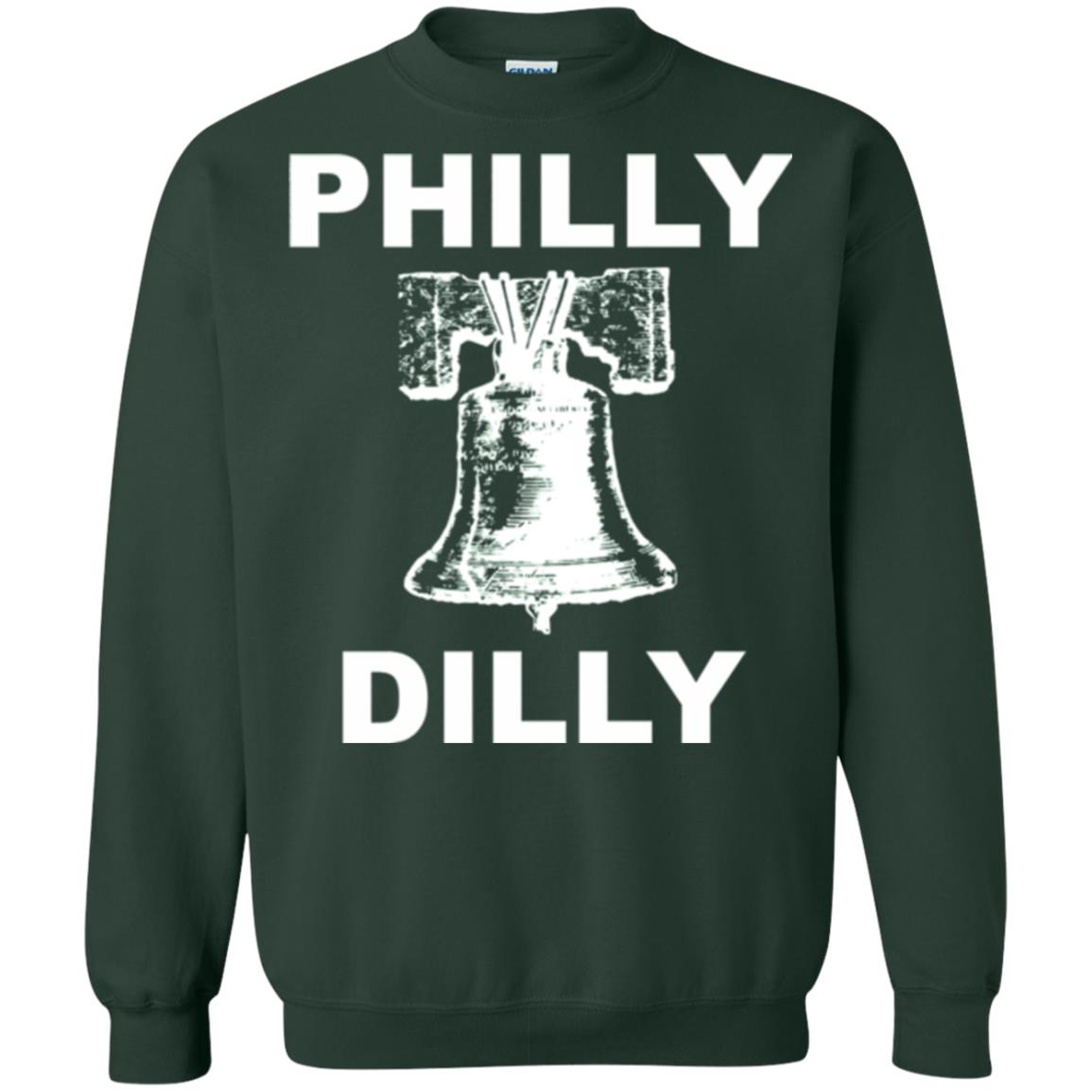 Football T-shirt Philly Dilly With Liberty Bell And Crack Philadelphia Forest Green