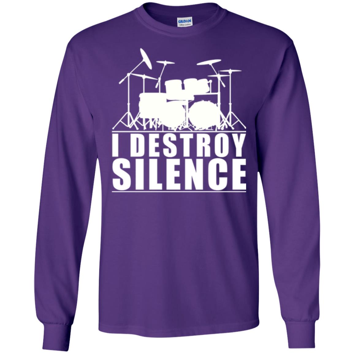 Drums Lover T-shirt I Destroy Silence Purple