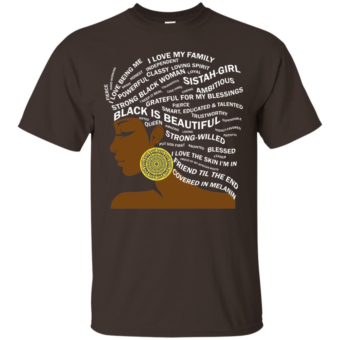 Black Is Beautiful Black History Month Word Art T-shirt Dark Chocolate