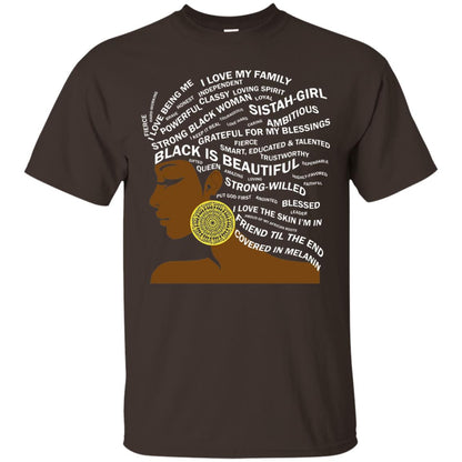 Black Is Beautiful Black History Month Word Art T-shirt Dark Chocolate