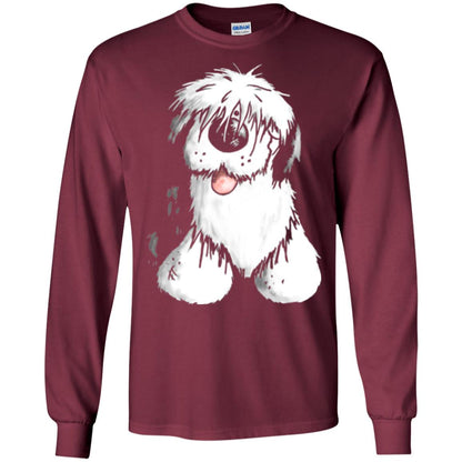 Dog Lover T-shirt Happy Old English Sheepdog Maroon