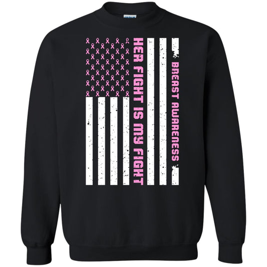 Breast Awareness His Fight Is My Fight Pink Ribbon Stars Flag Of Usa Shirt Black