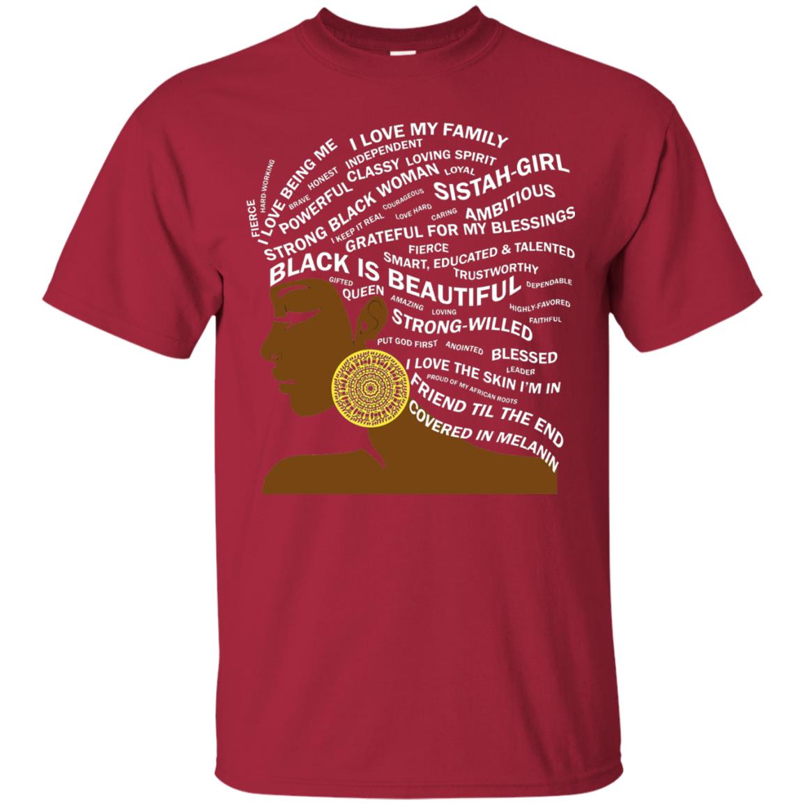 Black Is Beautiful Black History Month Word Art T-shirt Cardinal