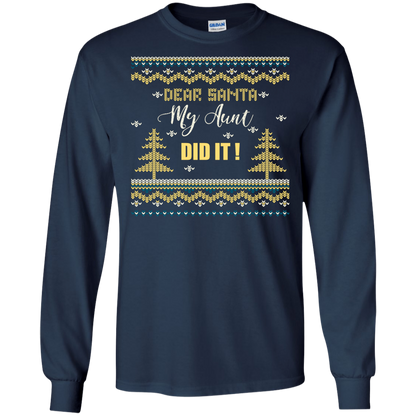 Christmas T-shirt Dear Santa My Aunt Did It Navy