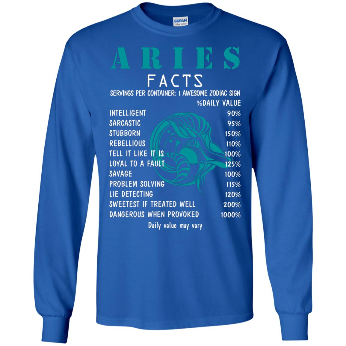 Aries Facts 1 Awesome Zodiac Sign Gift Shirt For Aries Horoscope Royal