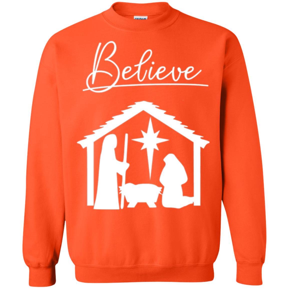 Christian Christmas T-shirt Believe Jesus Celebrate Orange