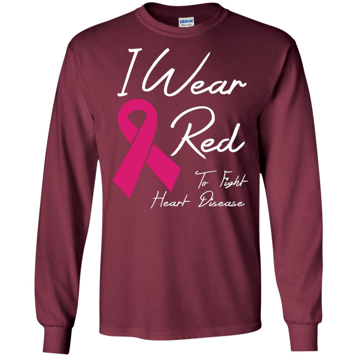 I Wear Red To Fight Heart Disease T-shirt Maroon
