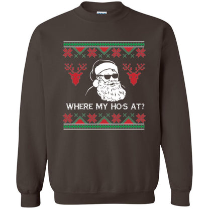 Christmas T-shirt Santa Claus Where My Hos At T-shirt Dark Chocolate