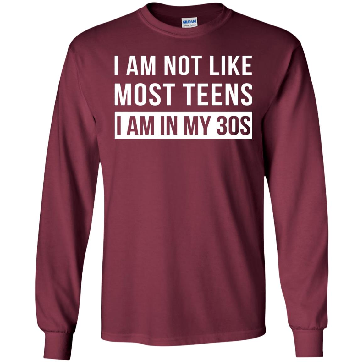 I Am Not Like Most Teens I Am In My 30s Shirt Maroon