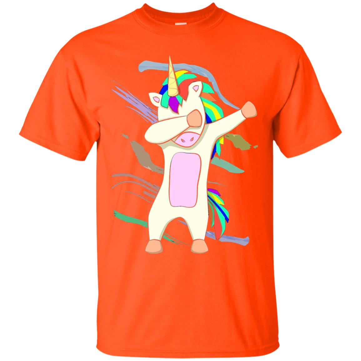 Magical Dabbing Unicorn Funny T-shirt Orange