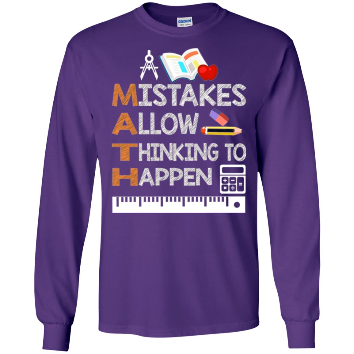 Math Lover T-shirt Mistakes Allow Thinking To Happen Purple