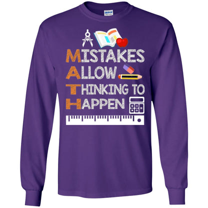 Math Lover T-shirt Mistakes Allow Thinking To Happen Purple